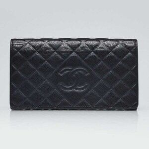 Chanel Black Quilted Caviar Leather CC Bifold Wallet